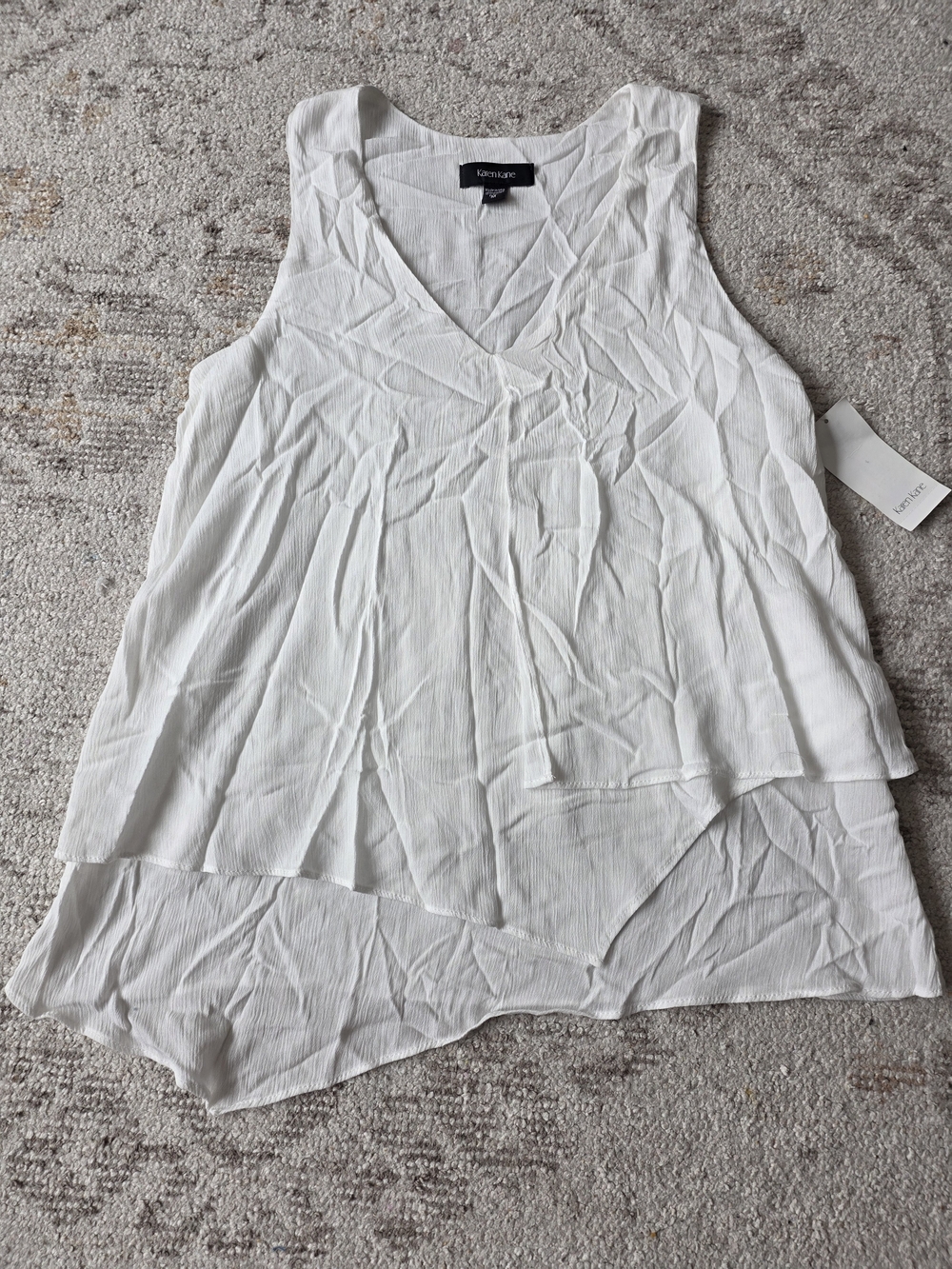 Karen Kane White Layered V-Neck Sleeveless Camisole